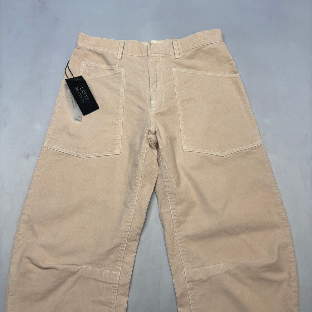 NWT Nili Lotan Shon Pant Light Blush Corduroy Women's 4 Bow Barrel Boho - Picture 2 of 12